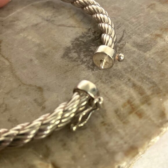 Sterling Silver 925 5MM Twisted Hinged Oval Bangle Bracelet Sz 7" - Picture 6 of 16